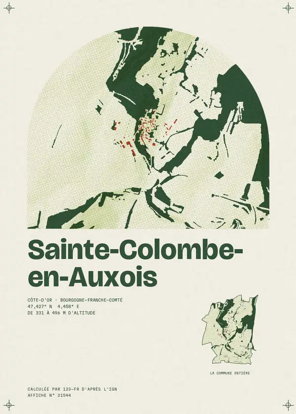 Affiche de Sainte-Colombe-en-Auxois, calculée par 123-fr d'après l'IGN