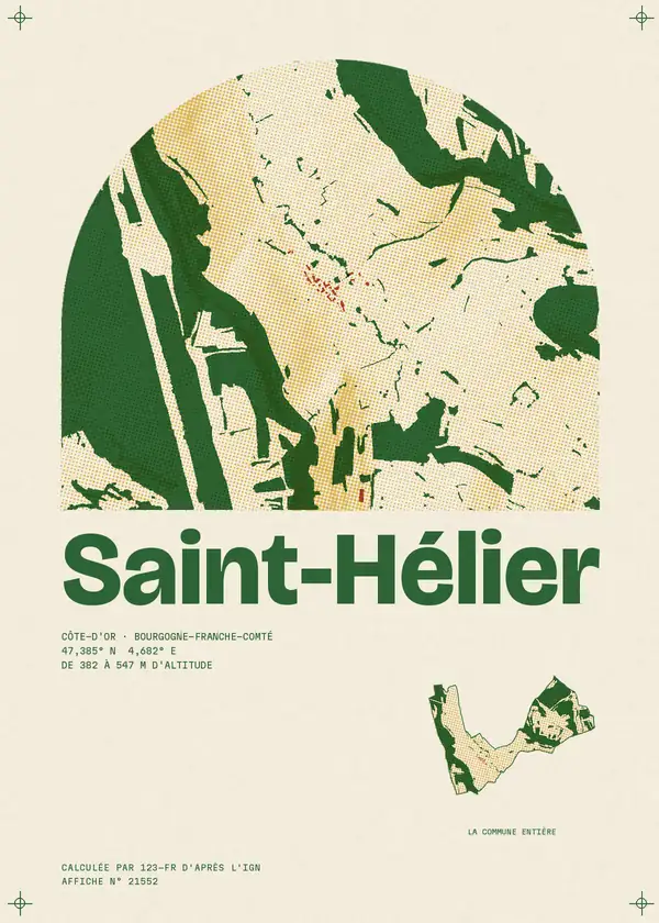 Affiche de Saint-Hélier, calculée par 123-fr d'après l'IGN