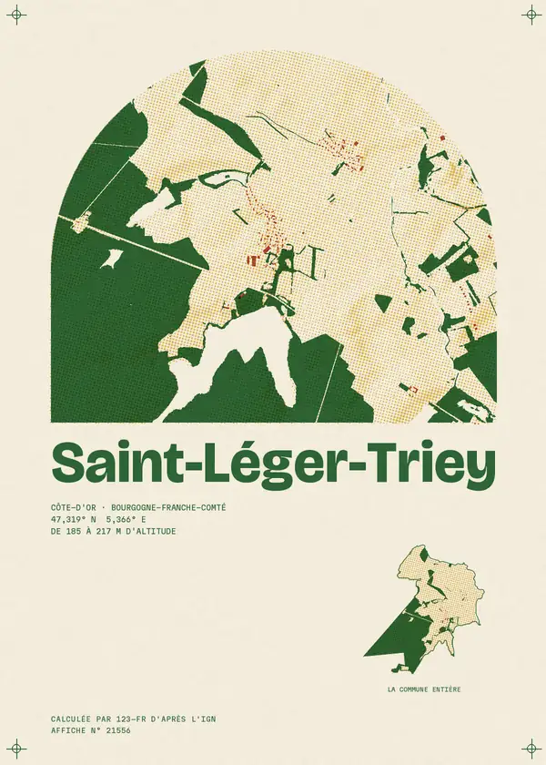 Affiche de Saint-Léger-Triey, calculée par 123-fr d'après l'IGN