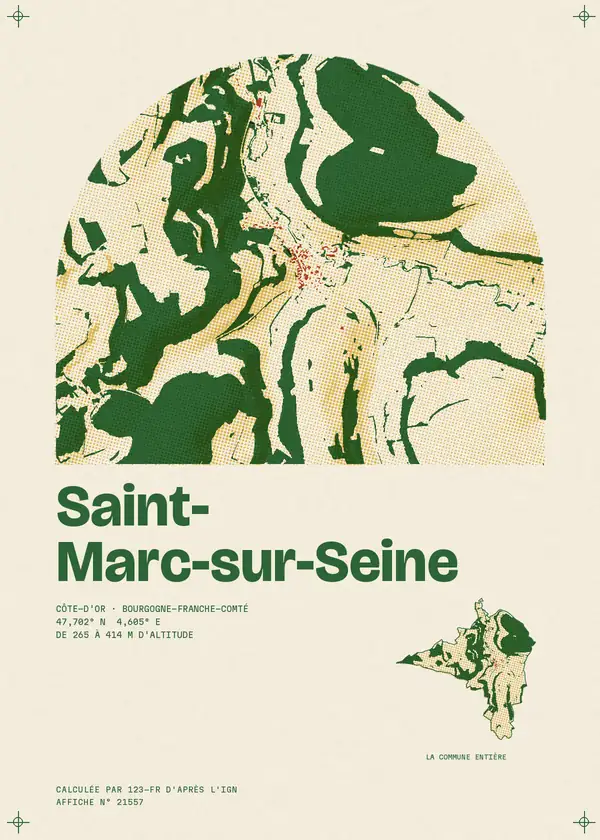 Affiche de Saint-Marc-sur-Seine, calculée par 123-fr d'après l'IGN