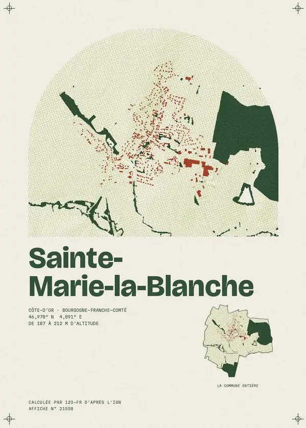 Affiche de Sainte-Marie-la-Blanche, calculée par 123-fr d'après l'IGN