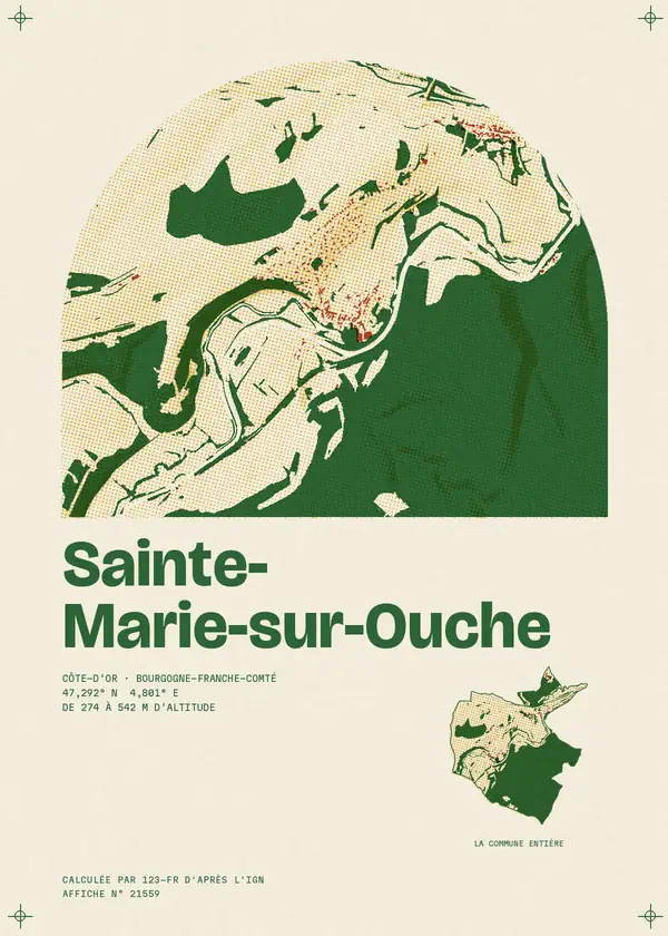 Affiche de Sainte-Marie-sur-Ouche, calculée par 123-fr d'après l'IGN