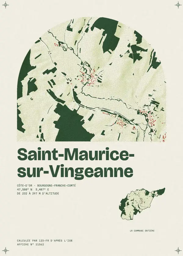 Affiche de Saint-Maurice-sur-Vingeanne, calculée par 123-fr d'après l'IGN