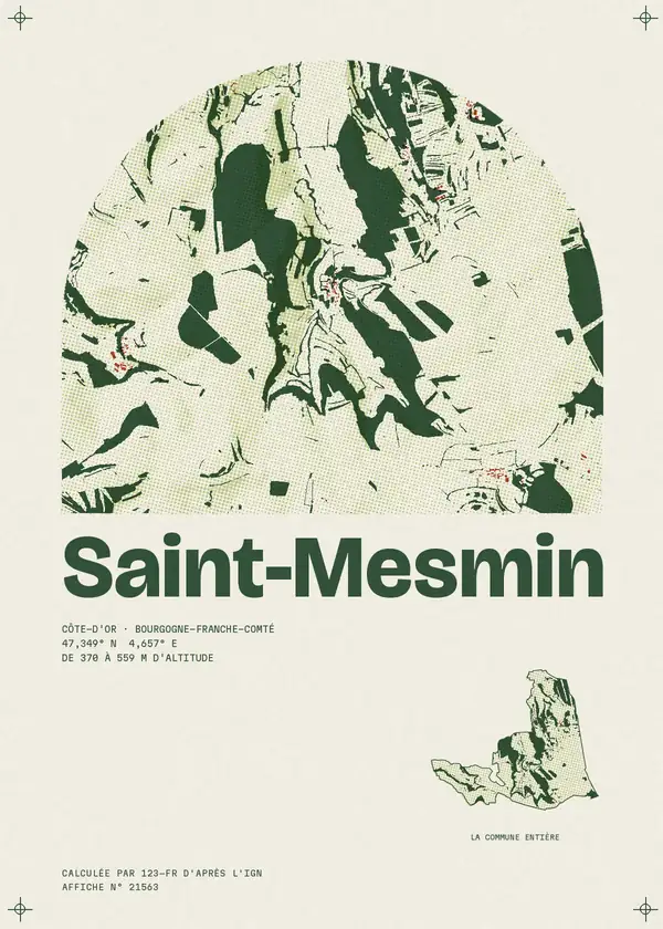Affiche de Saint-Mesmin, calculée par 123-fr d'après l'IGN