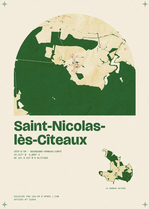 Affiche de Saint-Nicolas-lès-Cîteaux, calculée par 123-fr d'après l'IGN