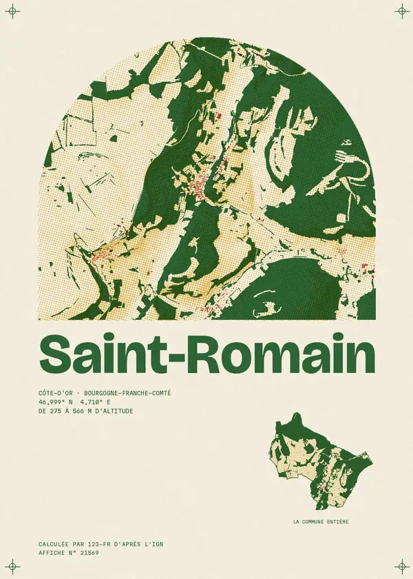 Affiche de Saint-Romain, calculée par 123-fr d'après l'IGN