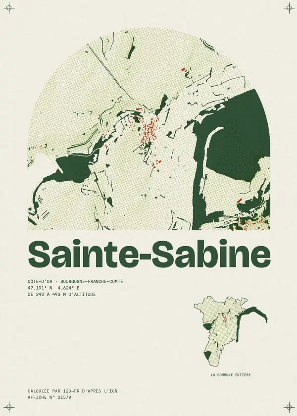Affiche de Sainte-Sabine, calculée par 123-fr d'après l'IGN