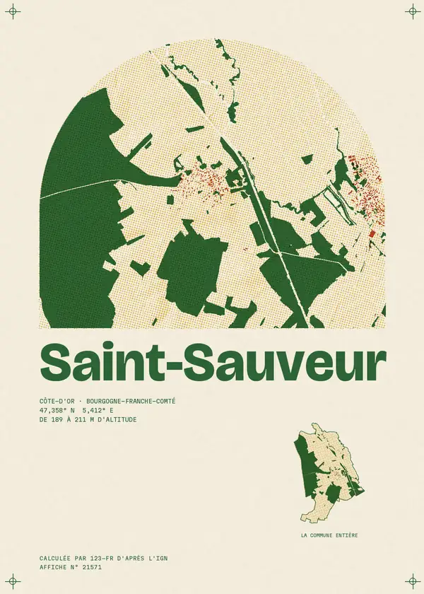 Affiche de Saint-Sauveur, calculée par 123-fr d'après l'IGN