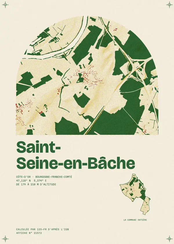 Affiche de Saint-Seine-en-Bâche, calculée par 123-fr d'après l'IGN