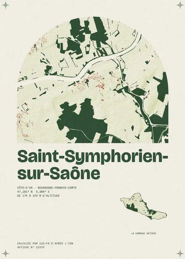 Affiche de Saint-Symphorien-sur-Saône, calculée par 123-fr d'après l'IGN