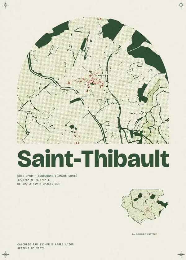 Affiche de Saint-Thibault, calculée par 123-fr d'après l'IGN