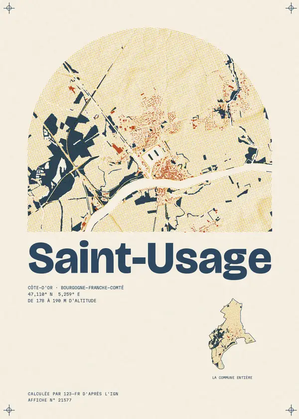 Affiche de Saint-Usage, calculée par 123-fr d'après l'IGN