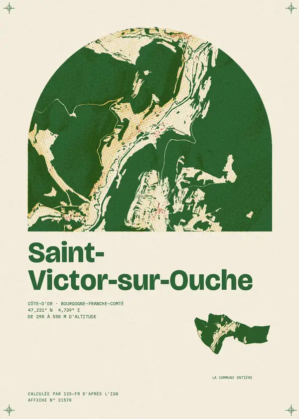 Affiche de Saint-Victor-sur-Ouche, calculée par 123-fr d'après l'IGN
