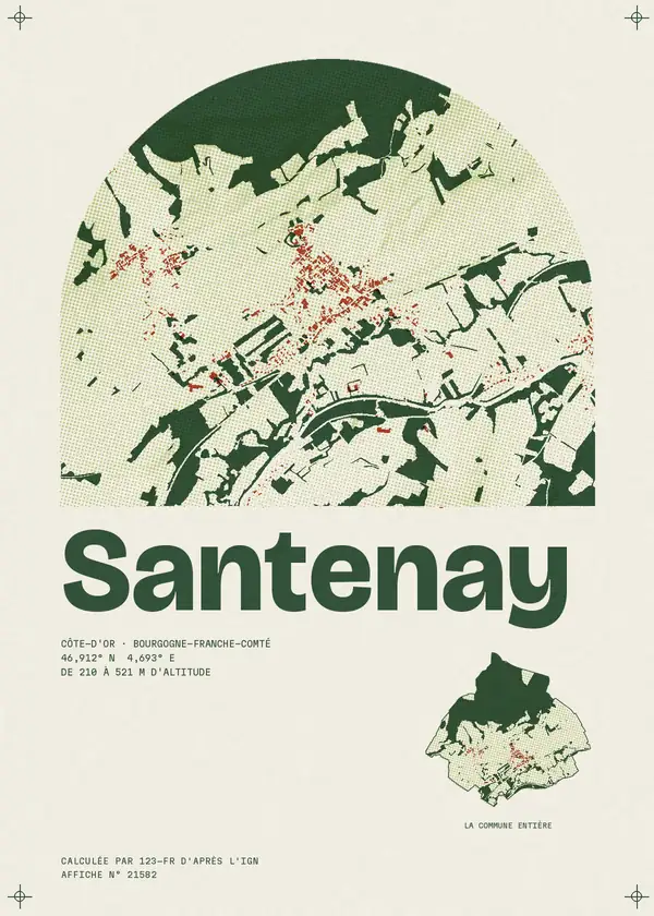 Affiche de Santenay, calculée par 123-fr d'après l'IGN