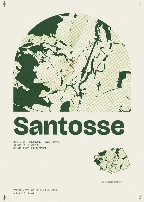 Affiche de Santosse, calculée par 123-fr d'après l'IGN