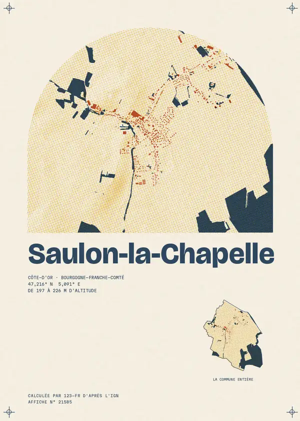 Affiche de Saulon-la-Chapelle, calculée par 123-fr d'après l'IGN
