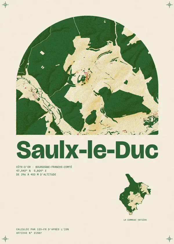 Affiche de Saulx-le-Duc, calculée par 123-fr d'après l'IGN