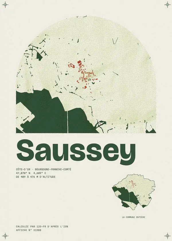 Affiche de Saussey, calculée par 123-fr d'après l'IGN