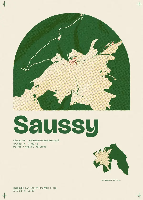 Affiche de Saussy, calculée par 123-fr d'après l'IGN