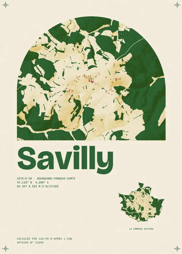 Affiche de Savilly, calculée par 123-fr d'après l'IGN