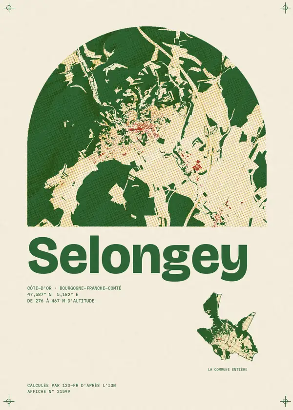Affiche de Selongey, calculée par 123-fr d'après l'IGN