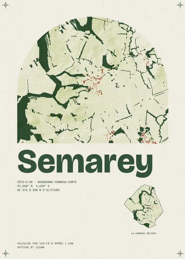 Affiche de Semarey, calculée par 123-fr d'après l'IGN
