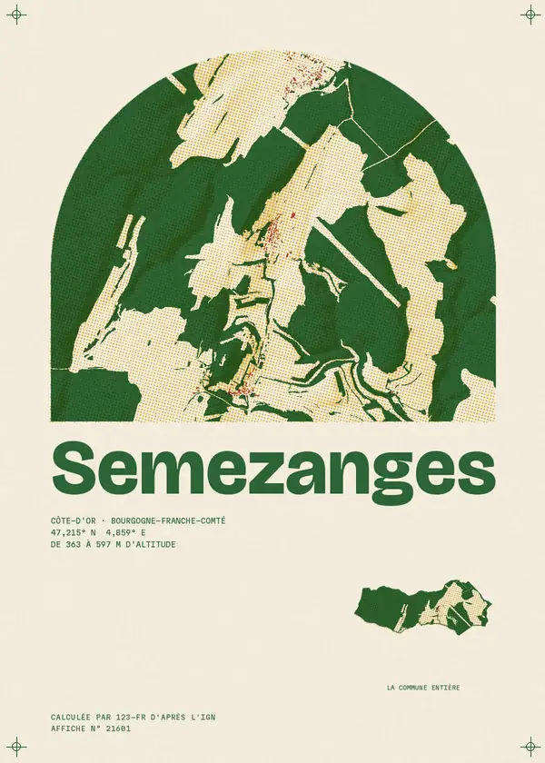 Affiche de Semezanges, calculée par 123-fr d'après l'IGN
