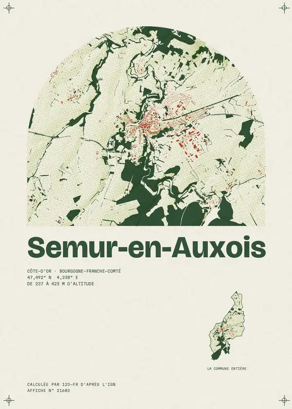 Affiche de Semur-en-Auxois, calculée par 123-fr d'après l'IGN