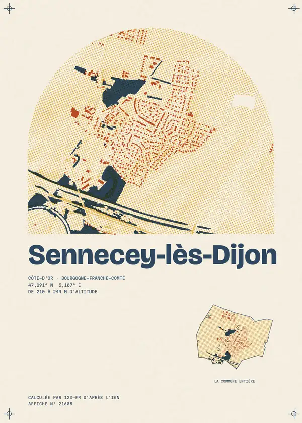 Affiche de Sennecey-lès-Dijon, calculée par 123-fr d'après l'IGN