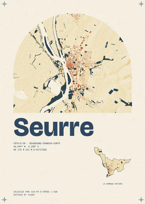 Affiche de Seurre, calculée par 123-fr d'après l'IGN