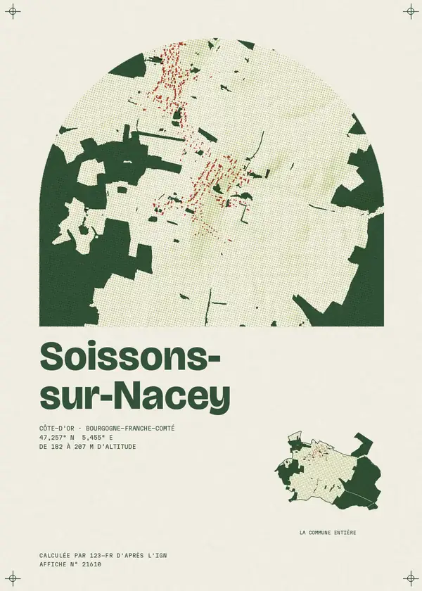 Affiche de Soissons-sur-Nacey, calculée par 123-fr d'après l'IGN