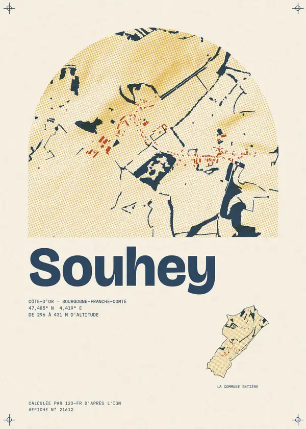 Affiche de Souhey, calculée par 123-fr d'après l'IGN