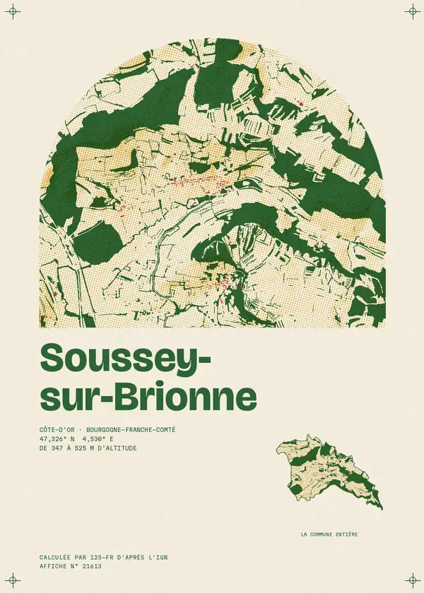 Affiche de Soussey-sur-Brionne, calculée par 123-fr d'après l'IGN