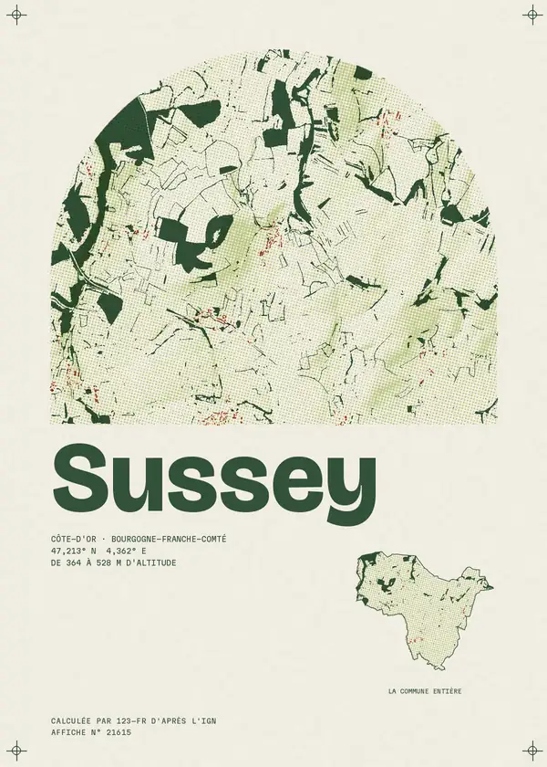 Affiche de Sussey, calculée par 123-fr d'après l'IGN