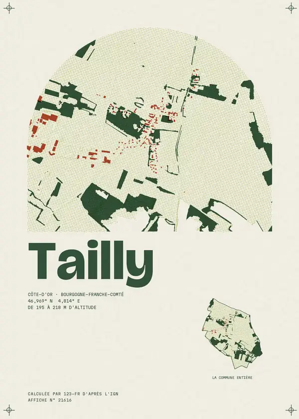 Affiche de Tailly, calculée par 123-fr d'après l'IGN