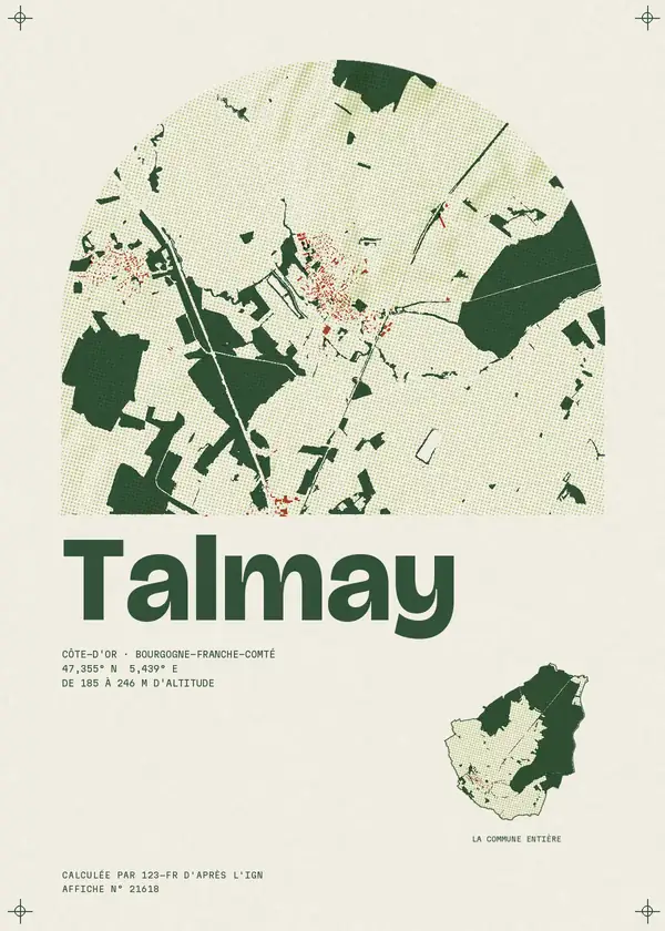 Affiche de Talmay, calculée par 123-fr d'après l'IGN
