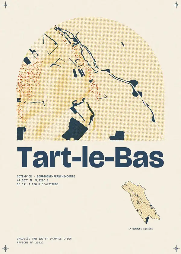 Affiche de Tart-le-Bas, calculée par 123-fr d'après l'IGN