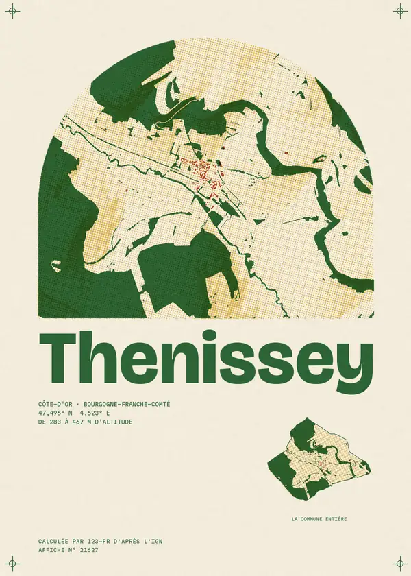 Affiche de Thenissey, calculée par 123-fr d'après l'IGN
