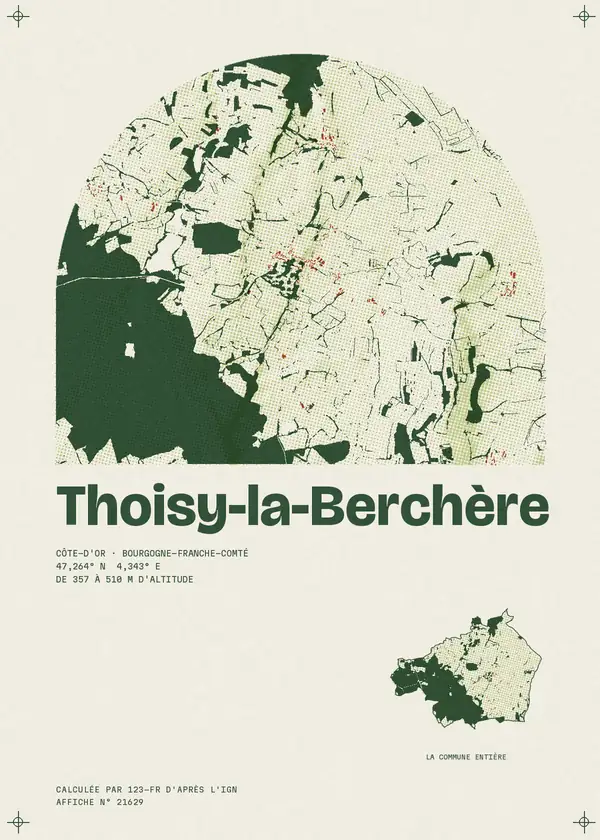 Affiche de Thoisy-la-Berchère, calculée par 123-fr d'après l'IGN