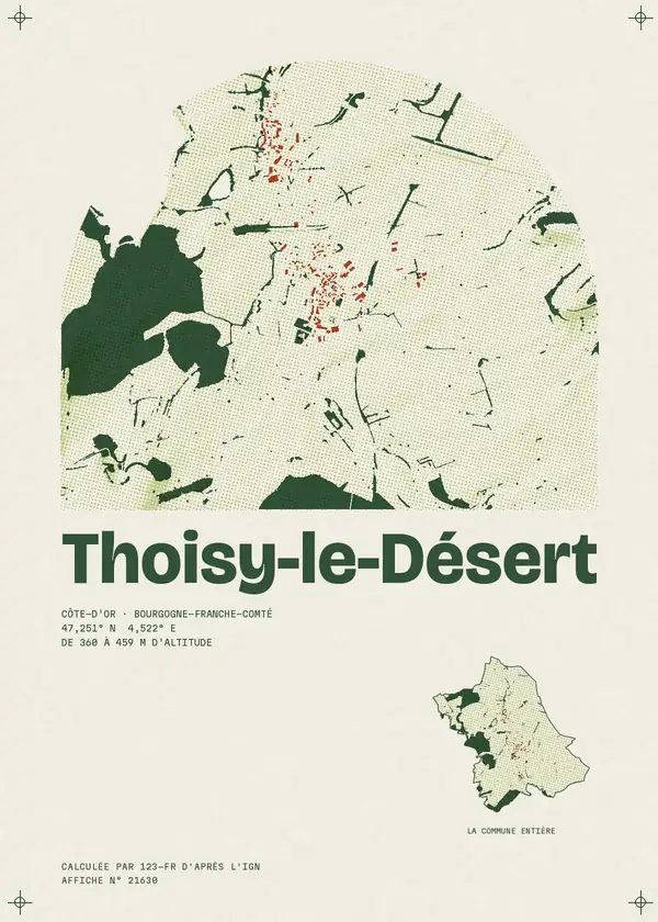 Affiche de Thoisy-le-Désert, calculée par 123-fr d'après l'IGN