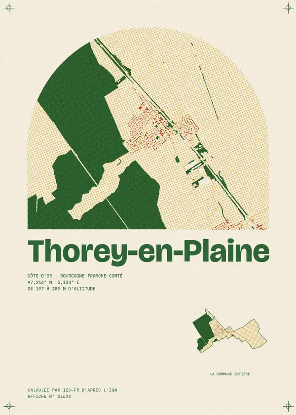 Affiche de Thorey-en-Plaine, calculée par 123-fr d'après l'IGN