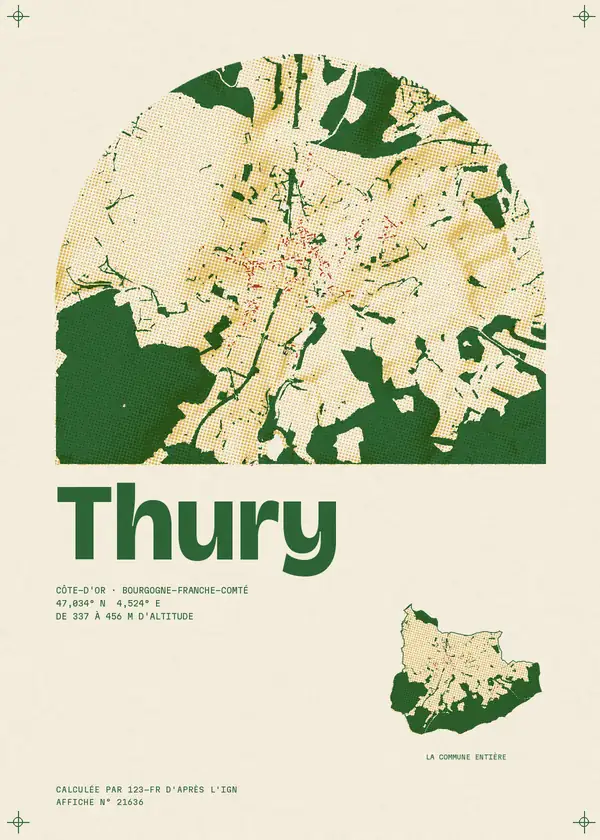 Affiche de Thury, calculée par 123-fr d'après l'IGN