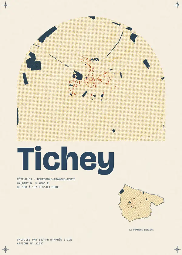Affiche de Tichey, calculée par 123-fr d'après l'IGN