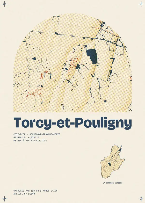 Affiche de Torcy-et-Pouligny, calculée par 123-fr d'après l'IGN