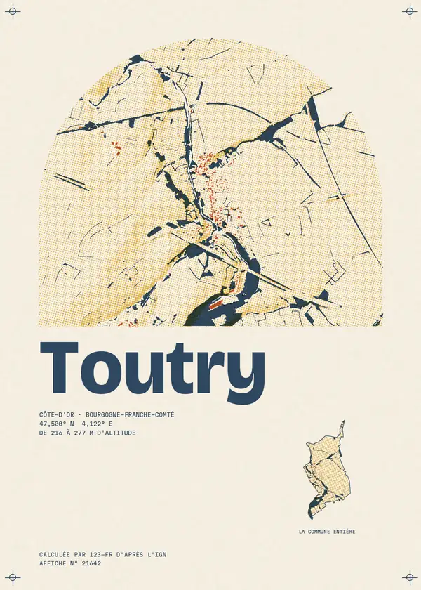 Affiche de Toutry, calculée par 123-fr d'après l'IGN