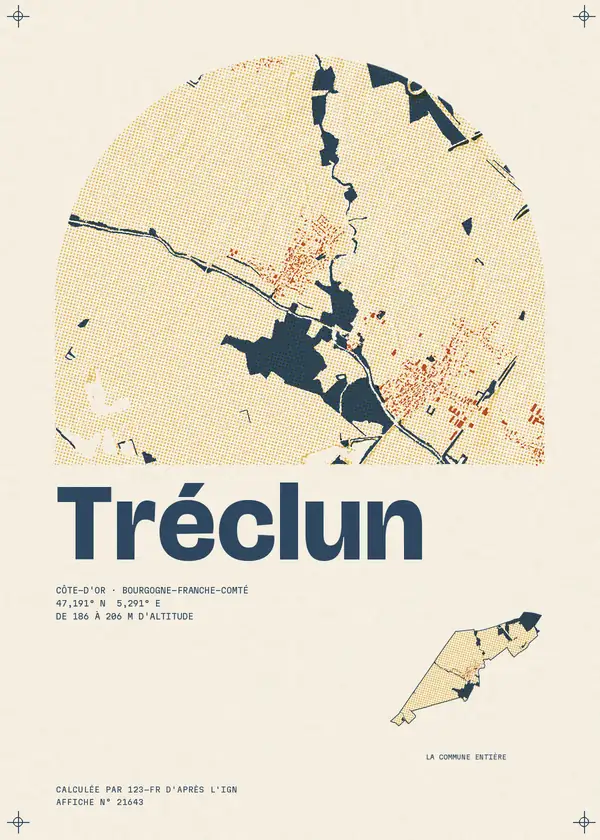 Affiche de Tréclun, calculée par 123-fr d'après l'IGN