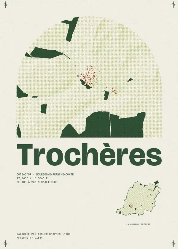 Affiche de Trochères, calculée par 123-fr d'après l'IGN