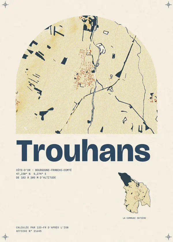 Affiche de Trouhans, calculée par 123-fr d'après l'IGN