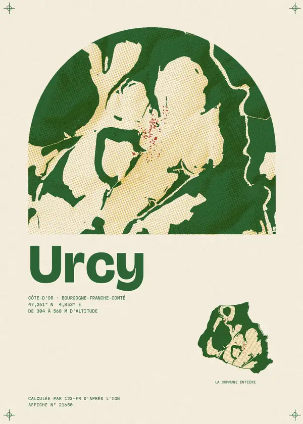 Affiche de Urcy, calculée par 123-fr d'après l'IGN