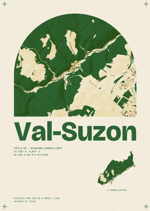 Affiche de Val-Suzon, calculée par 123-fr d'après l'IGN